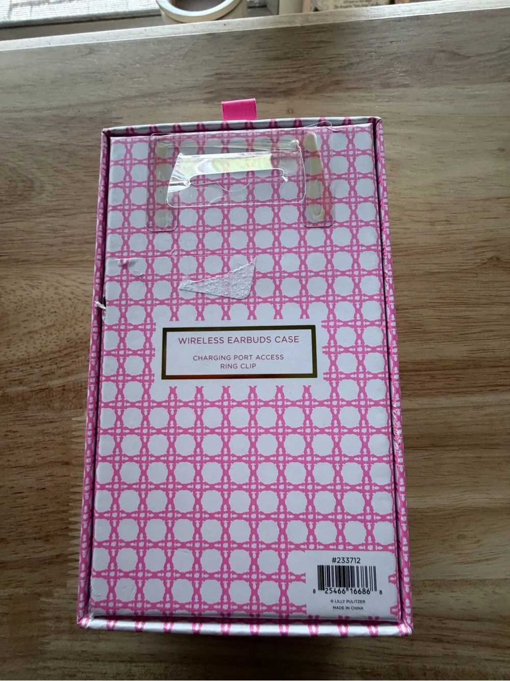 Lilly Pulitzer Pink and White Caning Earbud Case Keychain